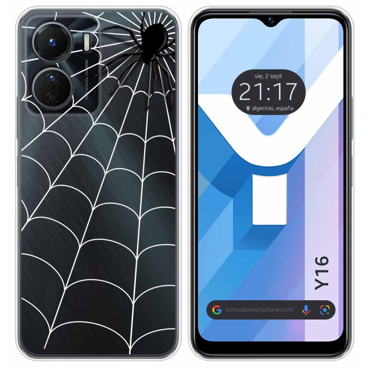 Funda Silicona Transparente para Vivo Y16 diseño Araña Dibujos