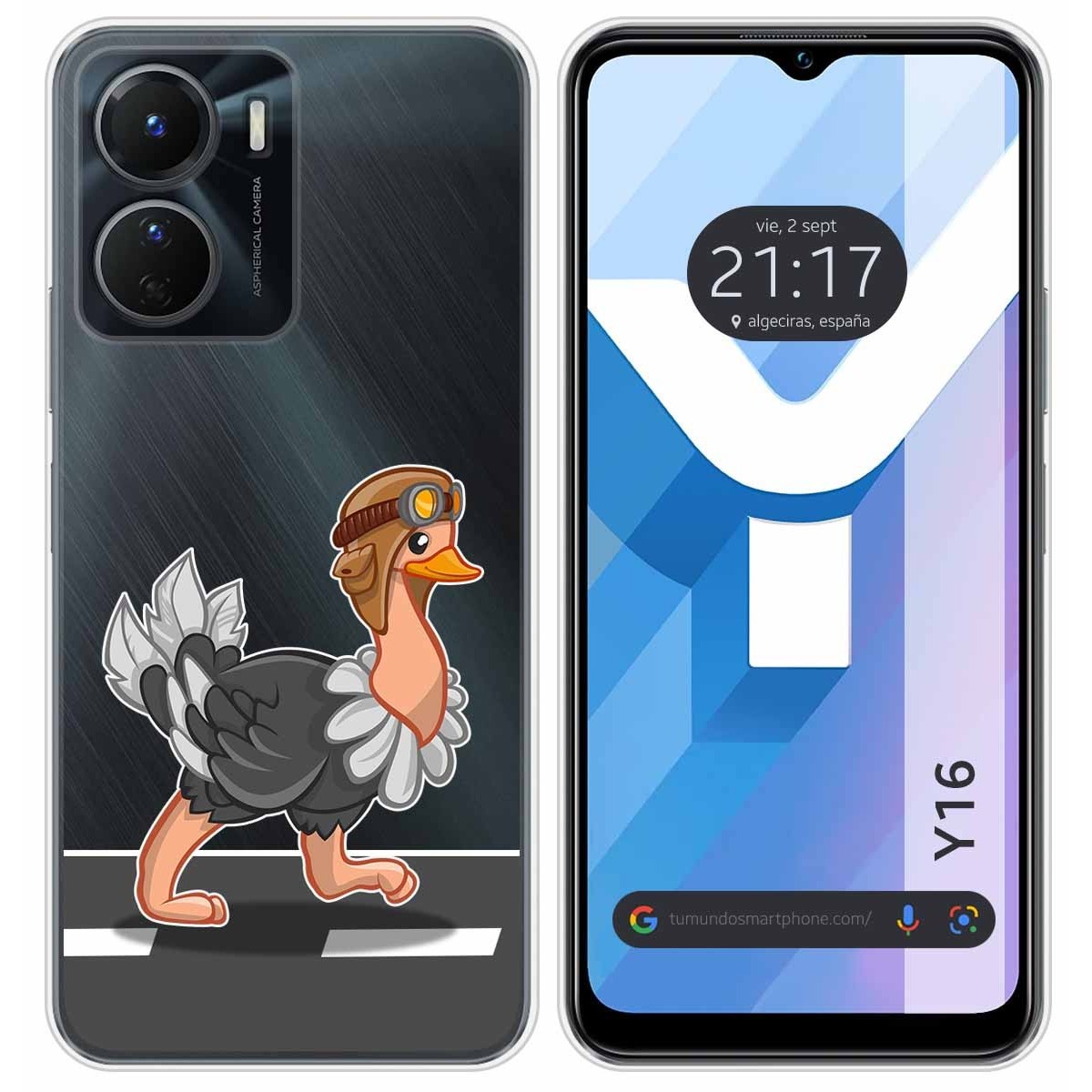 Funda Silicona Transparente para Vivo Y16 diseño Avestruz Dibujos