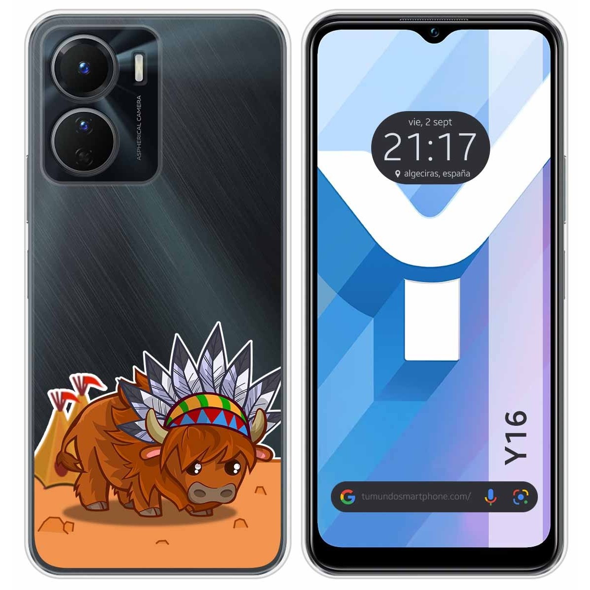 Funda Silicona Transparente para Vivo Y16 diseño Bufalo Dibujos