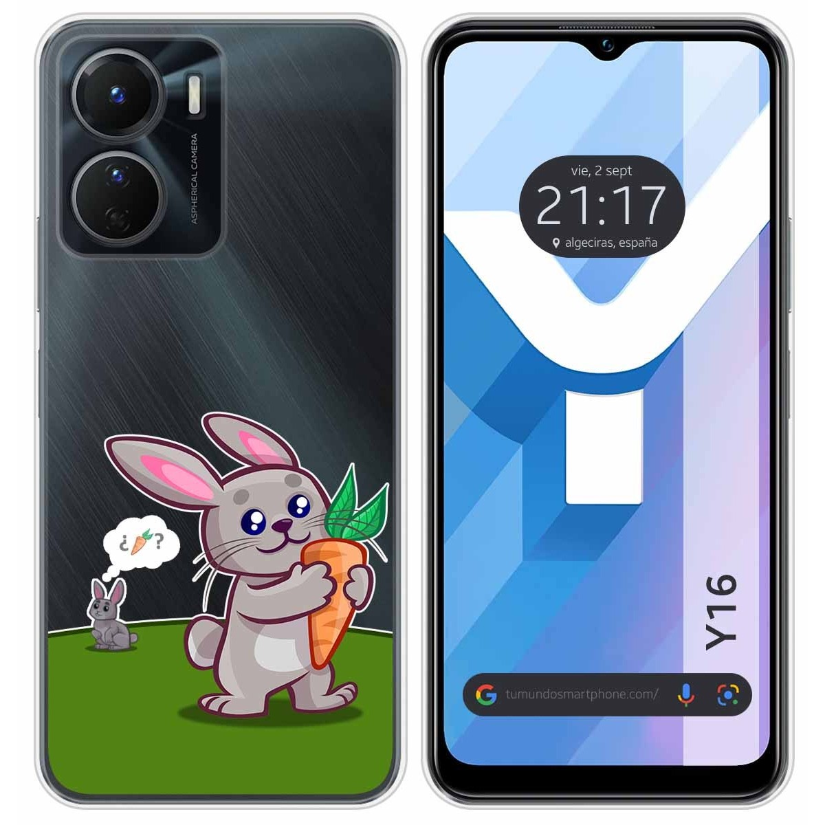 Funda Silicona Transparente para Vivo Y16 diseño Conejo Dibujos