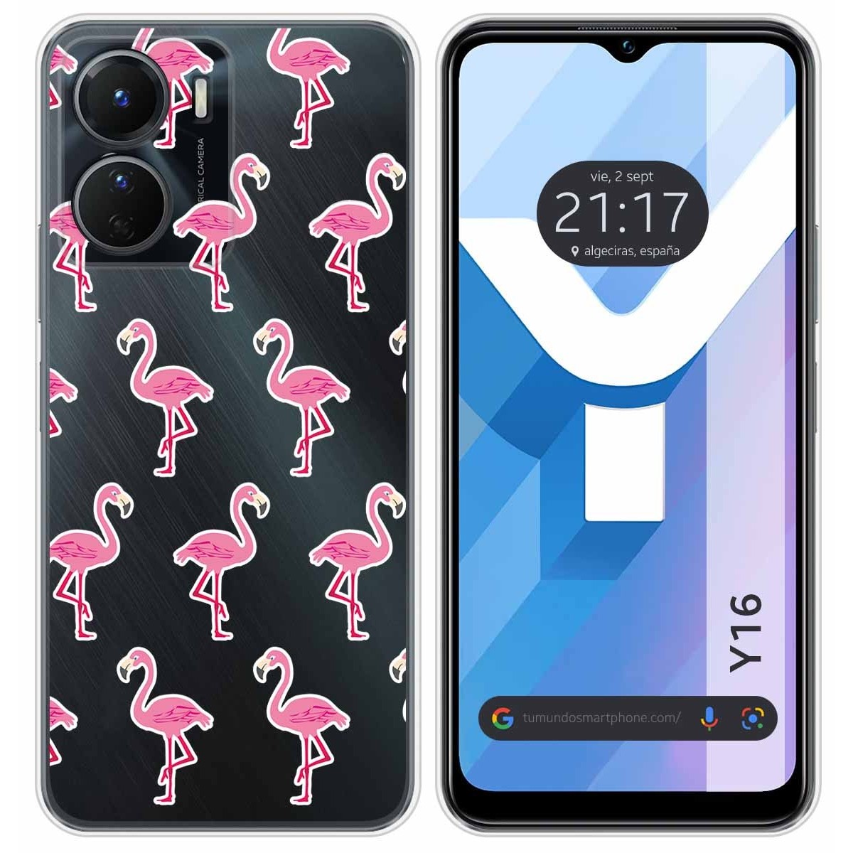 Funda Silicona Transparente para Vivo Y16 diseño Flamenco Dibujos
