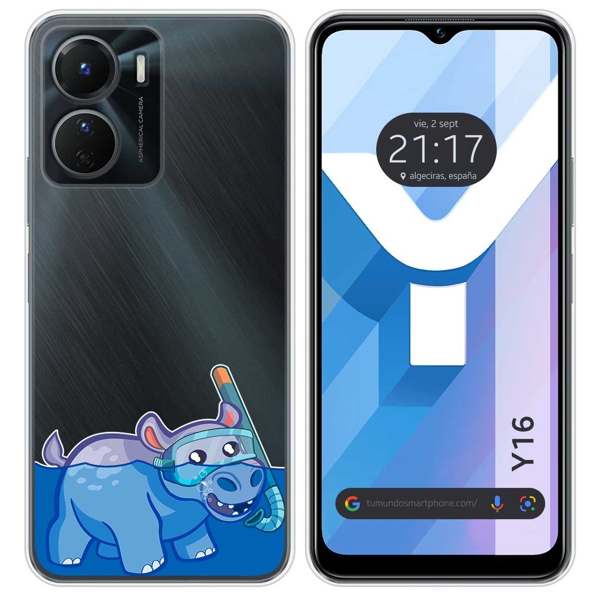 Funda Silicona Transparente para Vivo Y16 diseño Hipo Dibujos