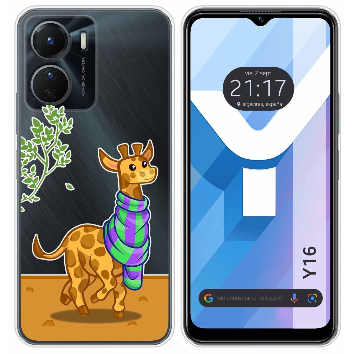 Funda Silicona Transparente para Vivo Y16 diseño Jirafa Dibujos