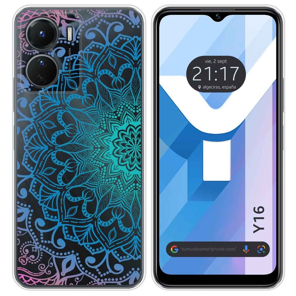 Funda Silicona Transparente para Vivo Y16 diseño Mandala Dibujos