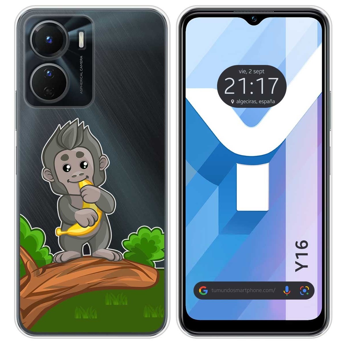 Funda Silicona Transparente para Vivo Y16 diseño Mono Dibujos
