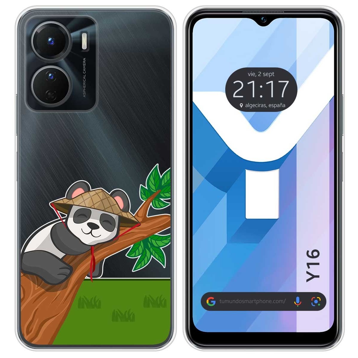 Funda Silicona Transparente para Vivo Y16 diseño Panda Dibujos