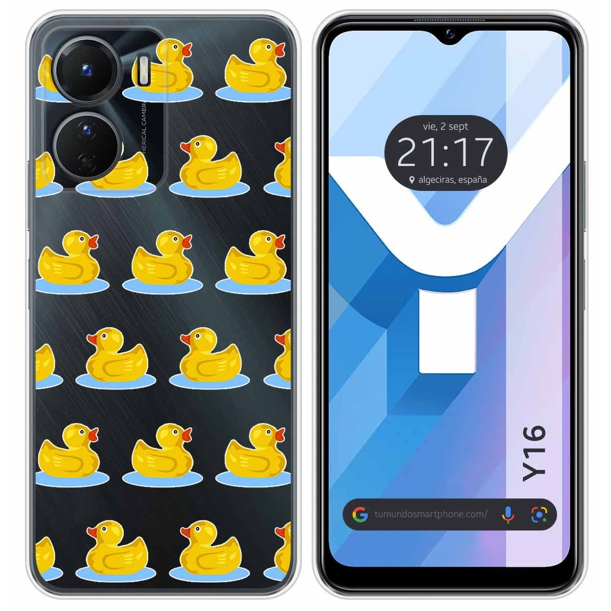 Funda Silicona Transparente para Vivo Y16 diseño Pato Dibujos