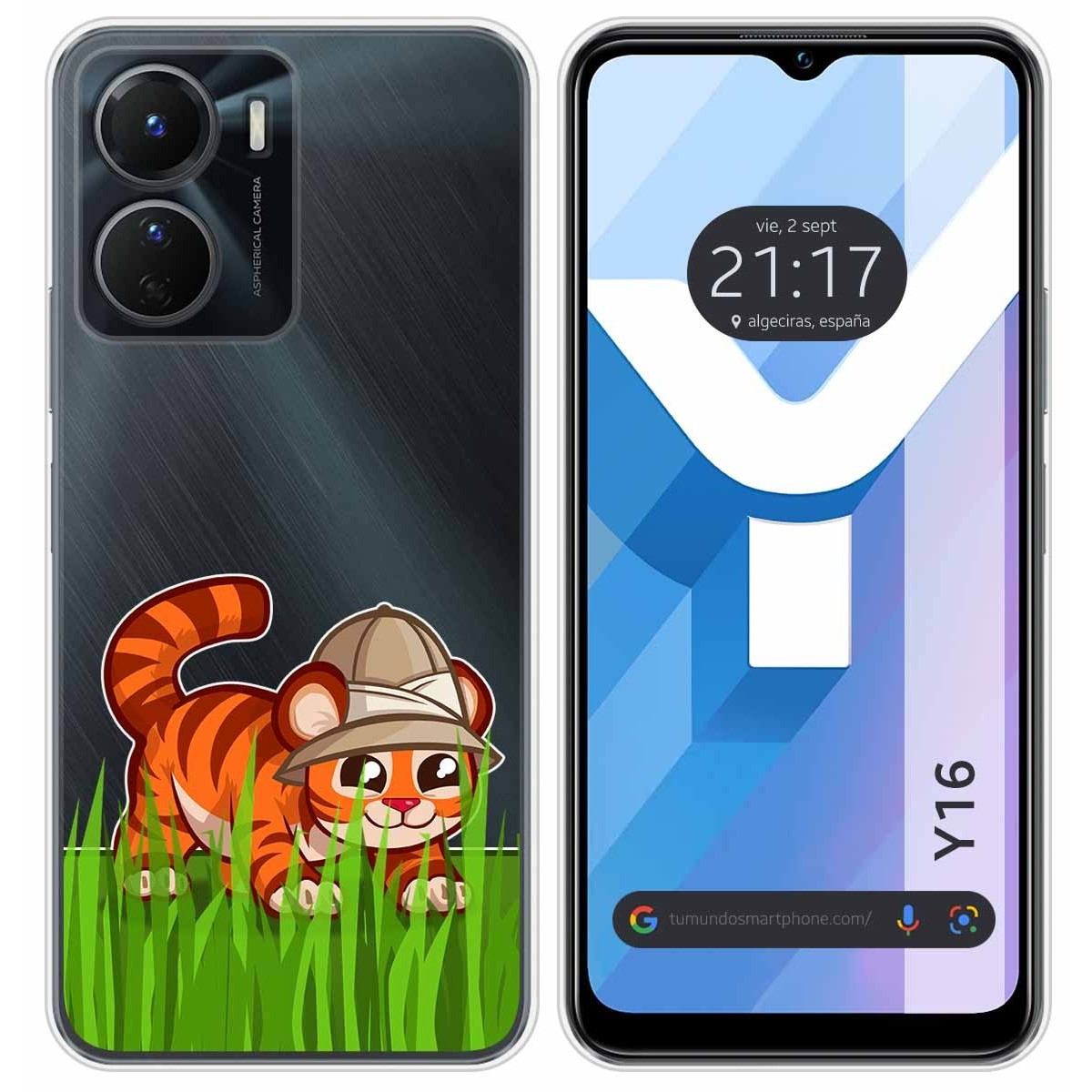 Funda Silicona Transparente para Vivo Y16 diseño Tigre Dibujos