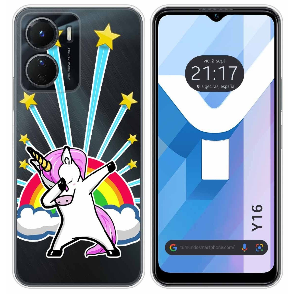 Funda Silicona Transparente para Vivo Y16 diseño Unicornio Dibujos