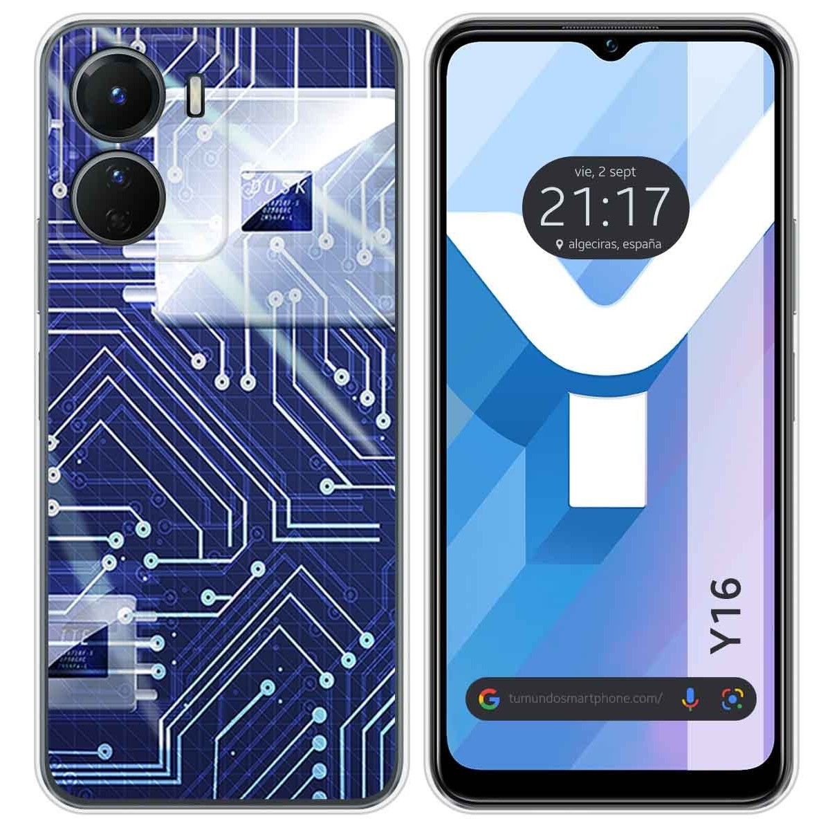 Funda Silicona para Vivo Y16 diseño Circuito Dibujos