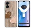 Funda Silicona para Vivo Y16 diseño Corazones Madera Dibujos