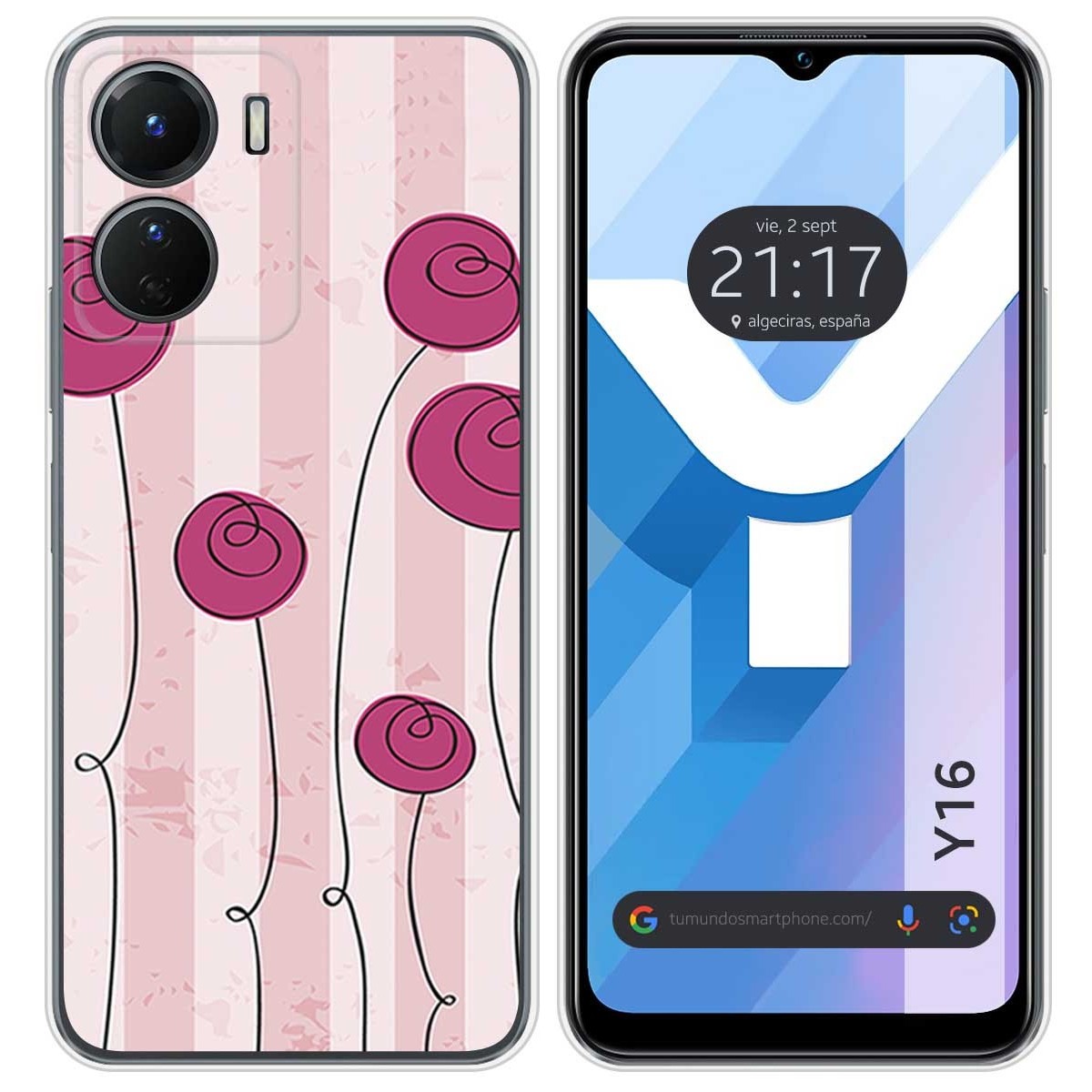 Funda Silicona para Vivo Y16 diseño Flores Vintage Dibujos