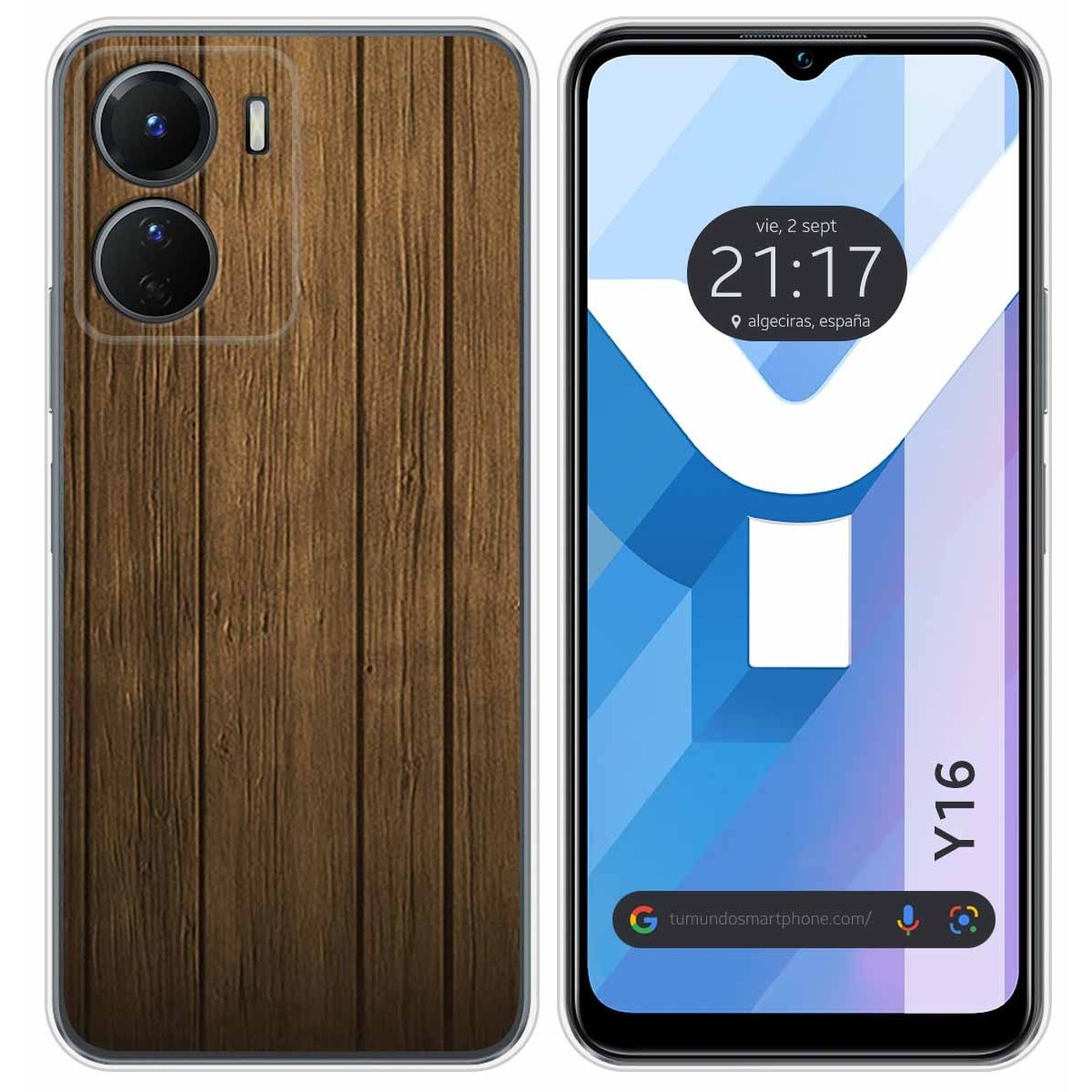 Funda Silicona para Vivo Y16 diseño Madera Dibujos