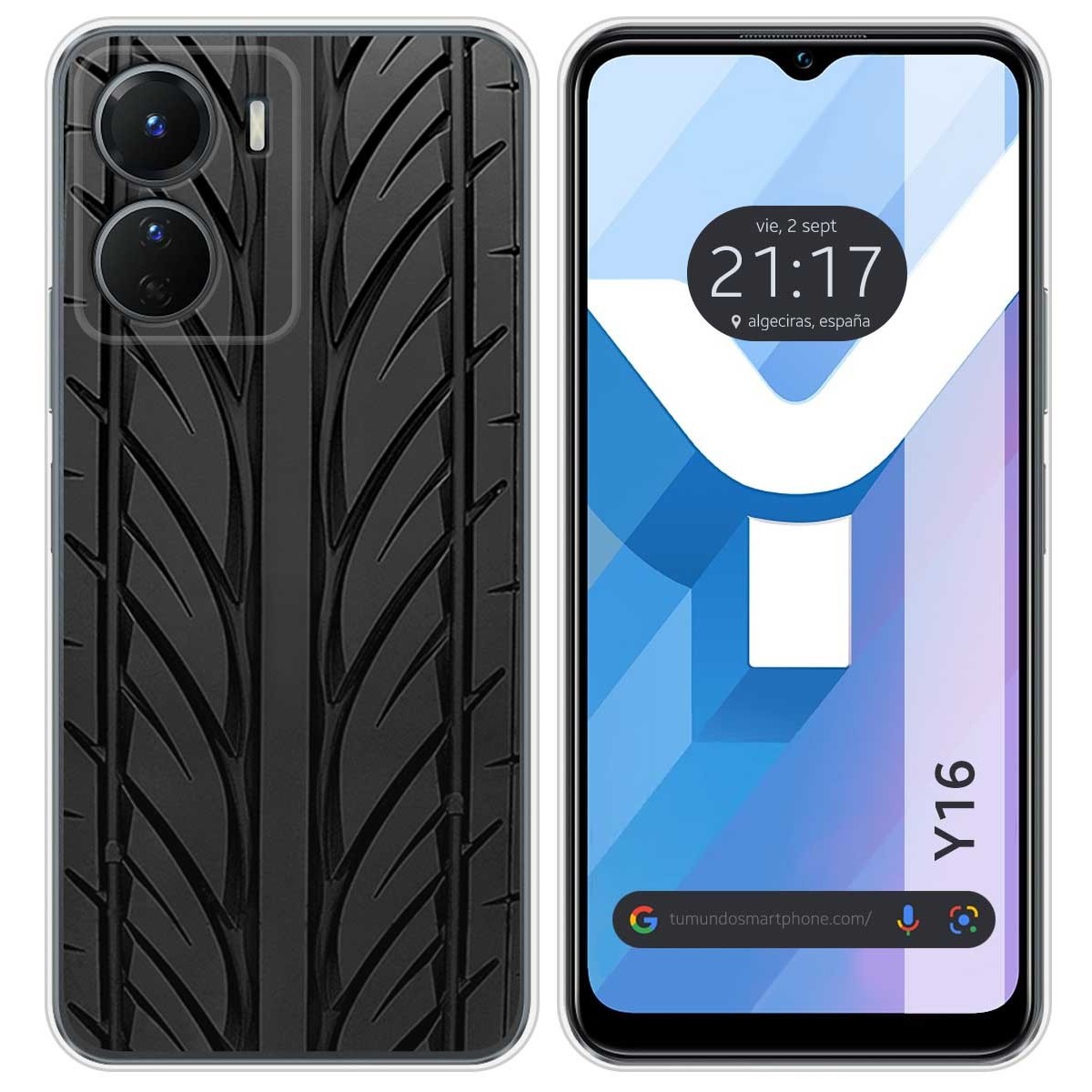 Funda Silicona para Vivo Y16 diseño Neumatico Dibujos