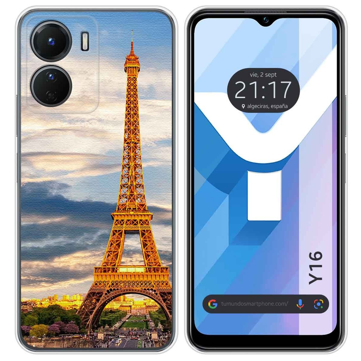 Funda Silicona para Vivo Y16 diseño Paris Dibujos