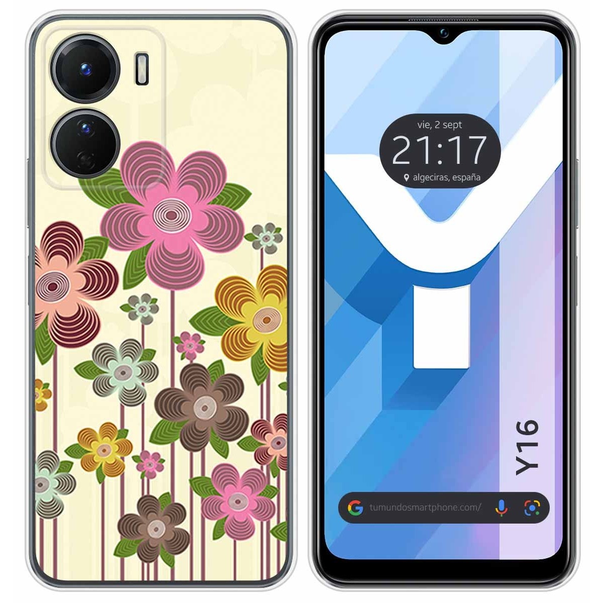 Funda Silicona para Vivo Y16 diseño Primavera En Flor Dibujos