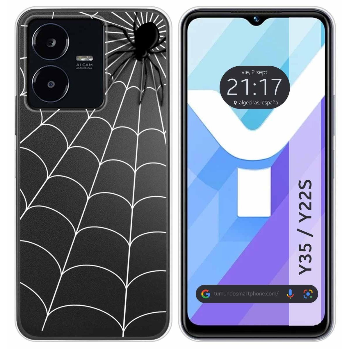 Funda Silicona Transparente para Vivo Y35 / Y22s diseño Araña Dibujos