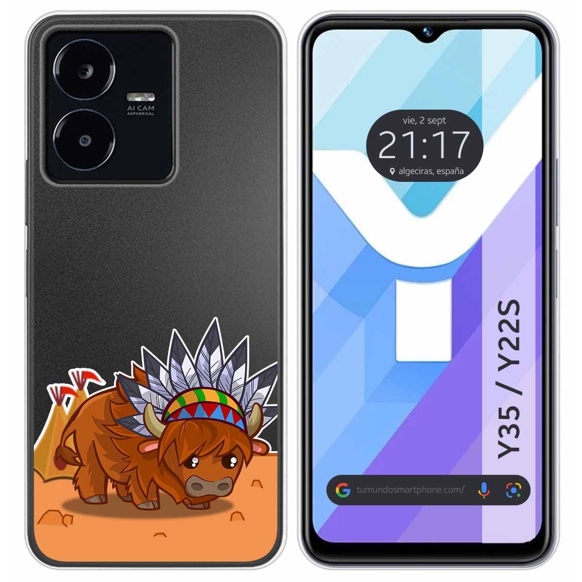 Funda Silicona Transparente para Vivo Y35 / Y22s diseño Bufalo Dibujos