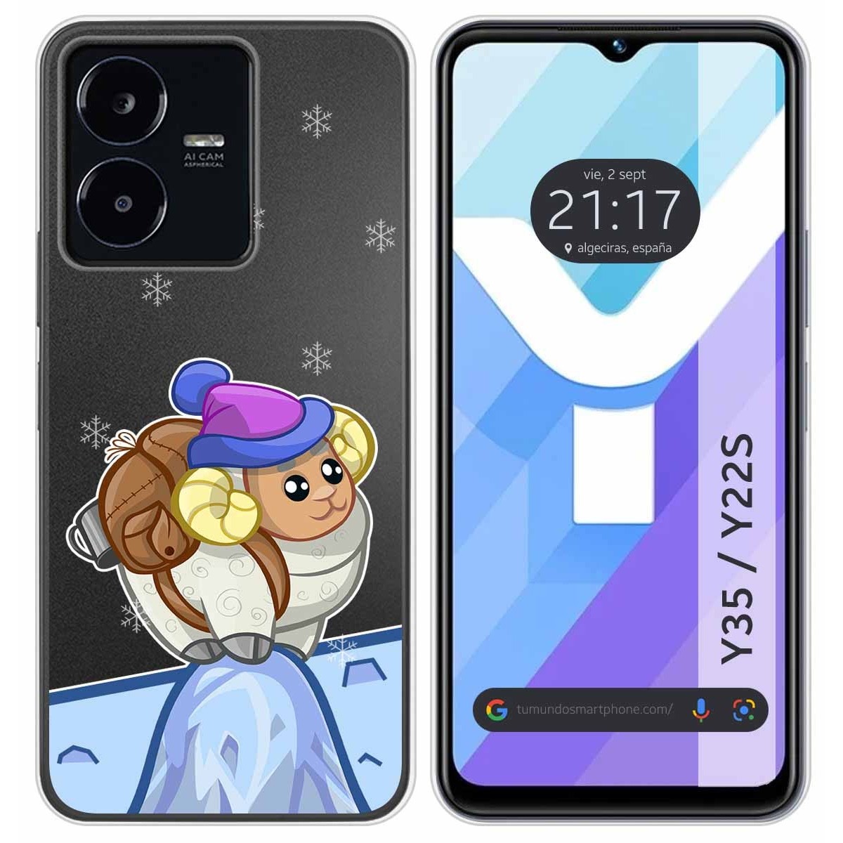 Funda Silicona Transparente para Vivo Y35 / Y22s diseño Cabra Dibujos