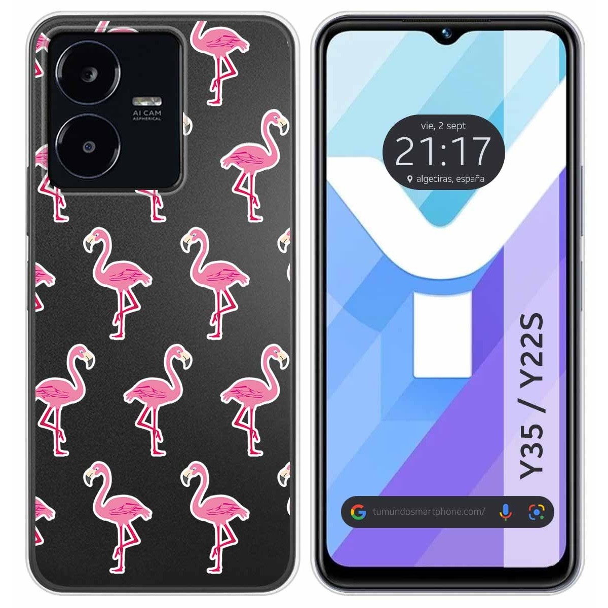 Funda Silicona Transparente para Vivo Y35 / Y22s diseño Flamenco Dibujos