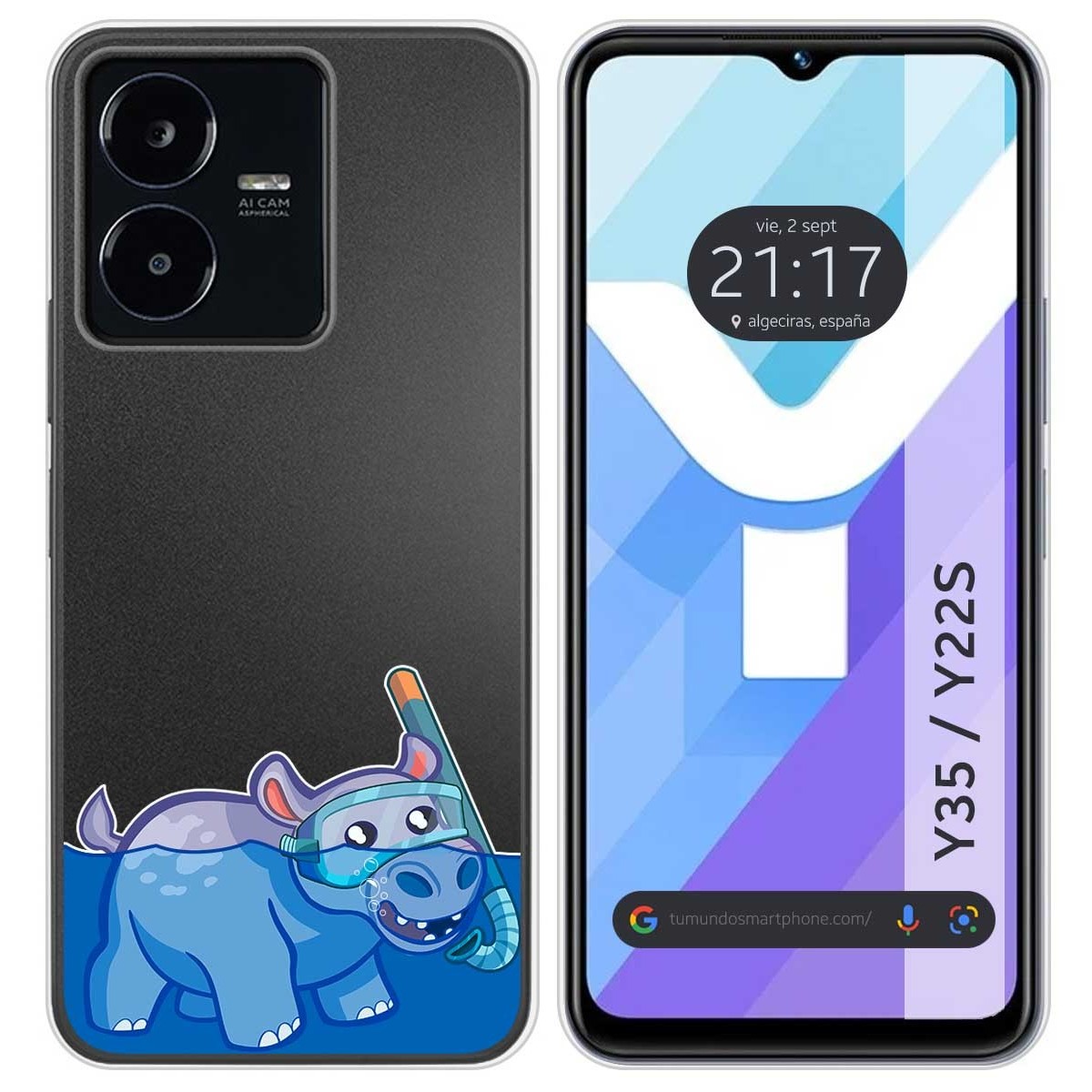 Funda Silicona Transparente para Vivo Y35 / Y22s diseño Hipo Dibujos