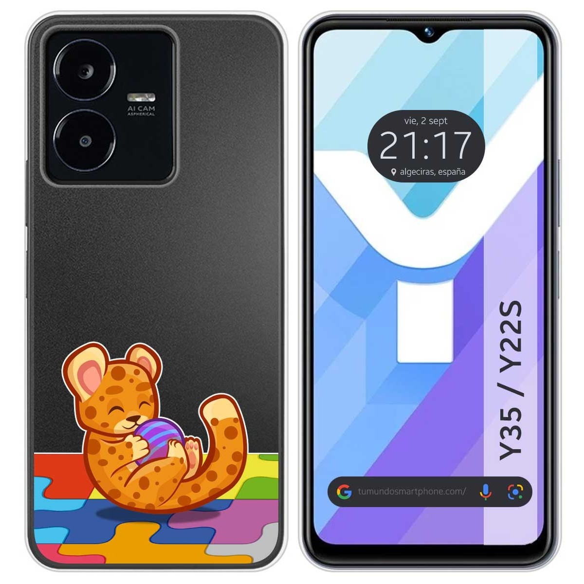 Funda Silicona Transparente para Vivo Y35 / Y22s diseño Leopardo Dibujos