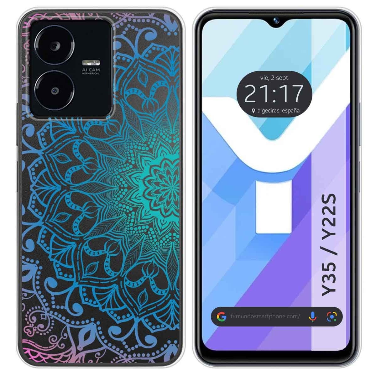 Funda Silicona Transparente para Vivo Y35 / Y22s diseño Mandala Dibujos