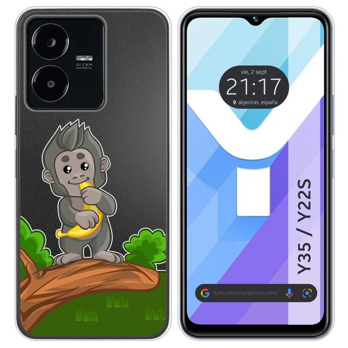 Funda Silicona Transparente para Vivo Y35 / Y22s diseño Mono Dibujos