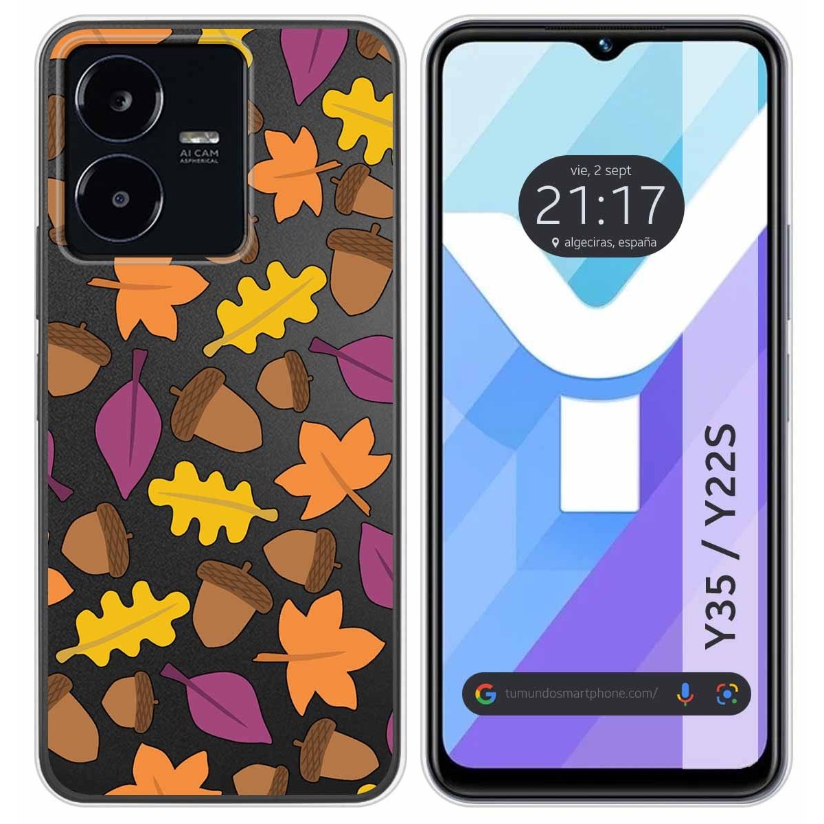 Funda Silicona Transparente para Vivo Y35 / Y22s diseño Otoño Dibujos