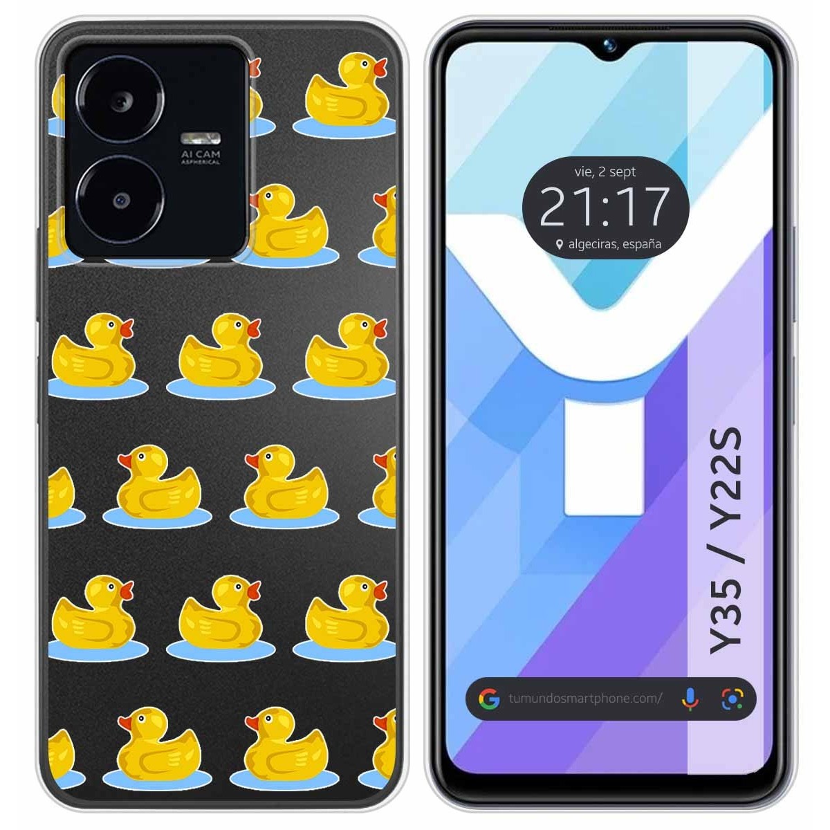 Funda Silicona Transparente para Vivo Y35 / Y22s diseño Pato Dibujos
