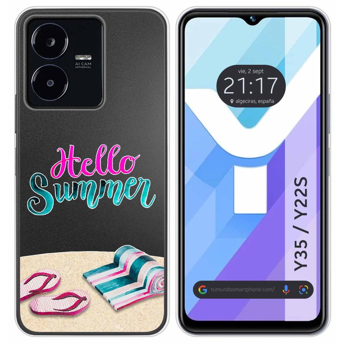 Funda Silicona Transparente para Vivo Y35 / Y22s diseño Summer Dibujos