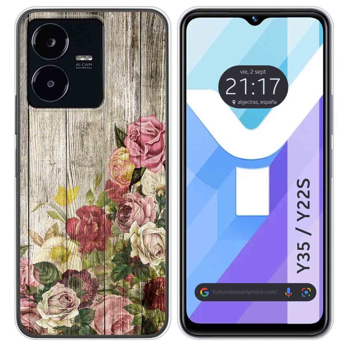 Funda Silicona para Vivo Y35 / Y22s diseño Madera 08 Dibujos