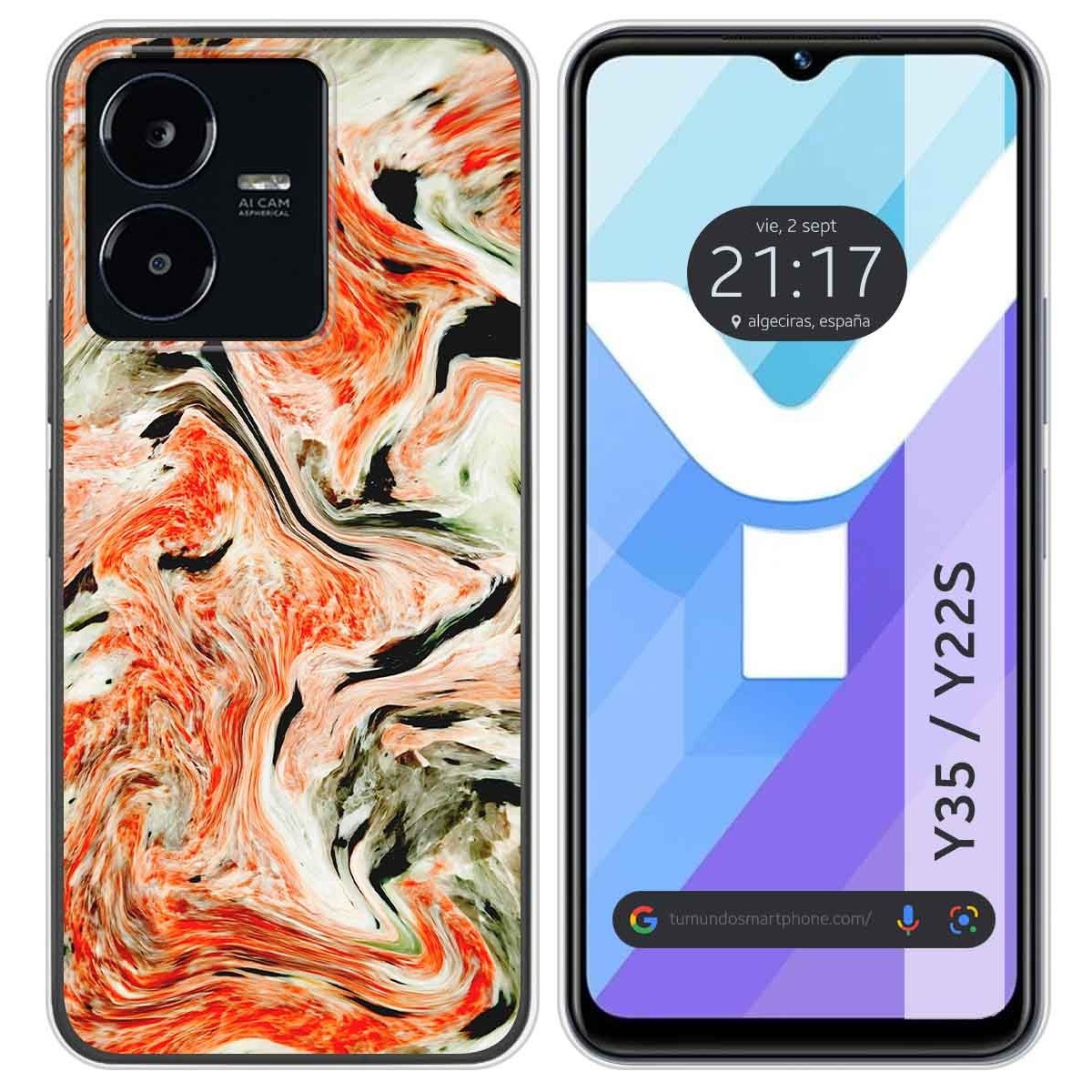 Funda Silicona para Vivo Y35 / Y22s diseño Mármol 12 Dibujos