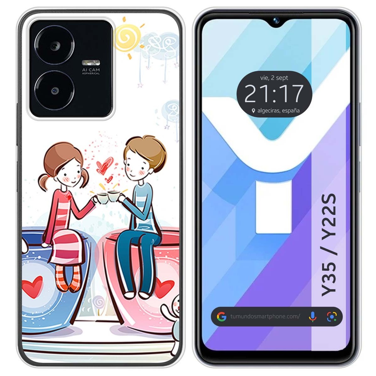 Funda Silicona para Vivo Y35 / Y22s diseño Café Dibujos