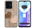 Funda Silicona para Vivo Y35 / Y22s diseño Corazones Madera Dibujos
