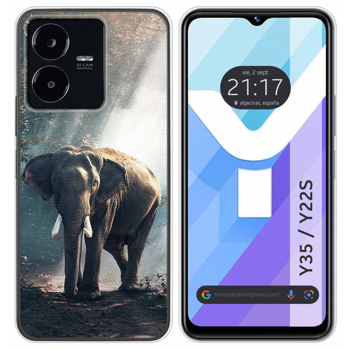 Funda Silicona para Vivo Y35 / Y22s diseño Elefante Dibujos