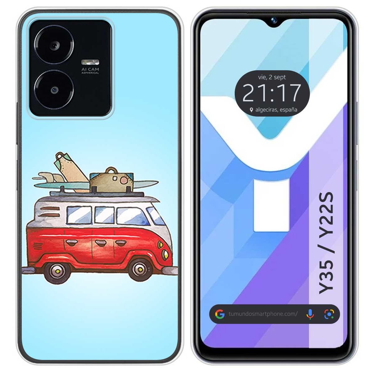 Funda Silicona para Vivo Y35 / Y22s diseño Furgoneta Dibujos