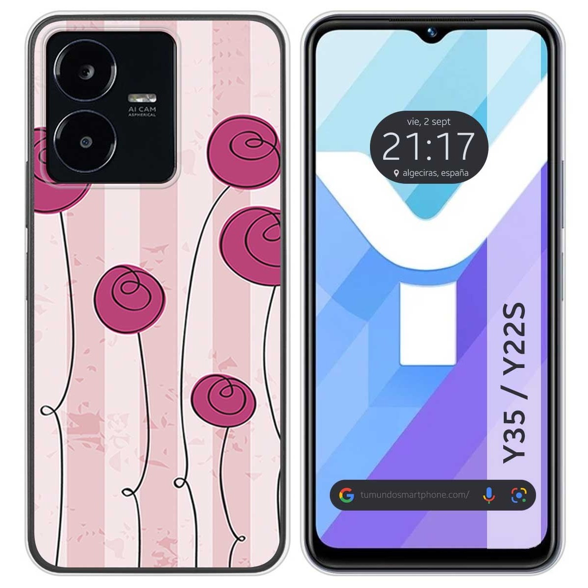 Funda Silicona para Vivo Y35 / Y22s diseño Flores Vintage Dibujos