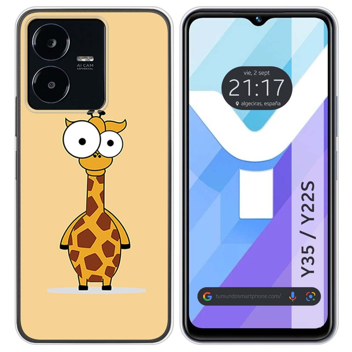Funda Silicona para Vivo Y35 / Y22s diseño Jirafa Dibujos