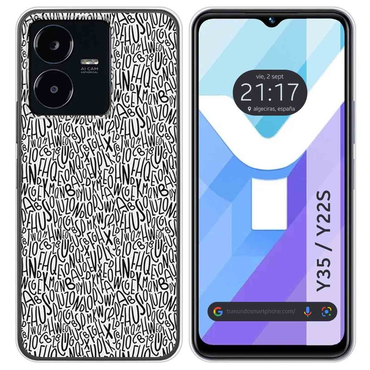 Funda Silicona para Vivo Y35 / Y22s diseño Letras Dibujos