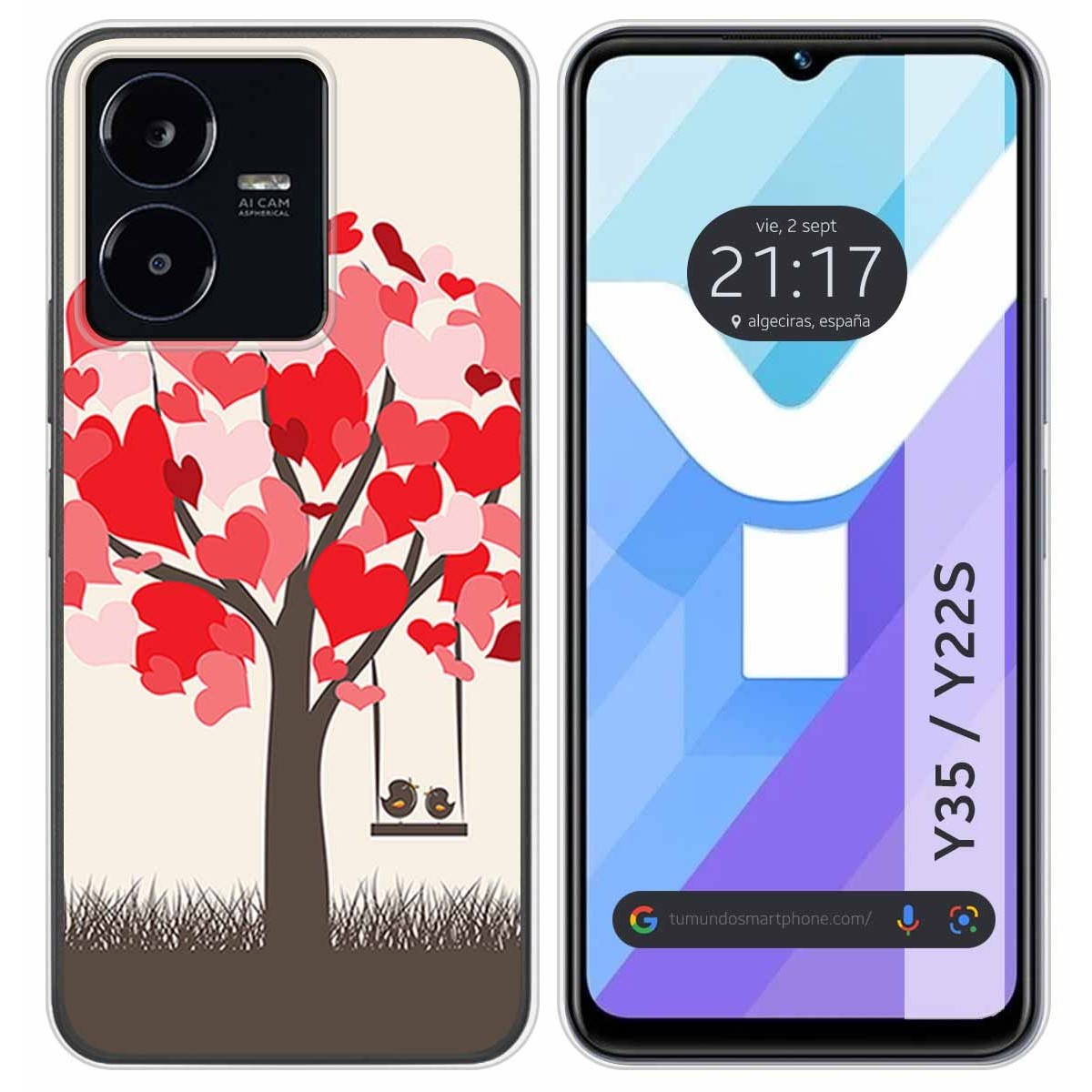 Funda Silicona para Vivo Y35 / Y22s diseño Pajaritos Dibujos