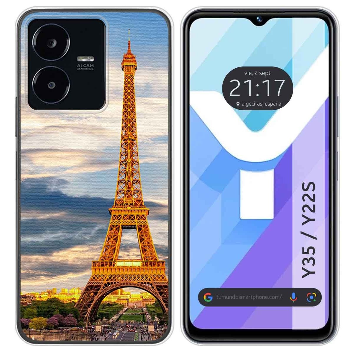 Funda Silicona para Vivo Y35 / Y22s diseño Paris Dibujos