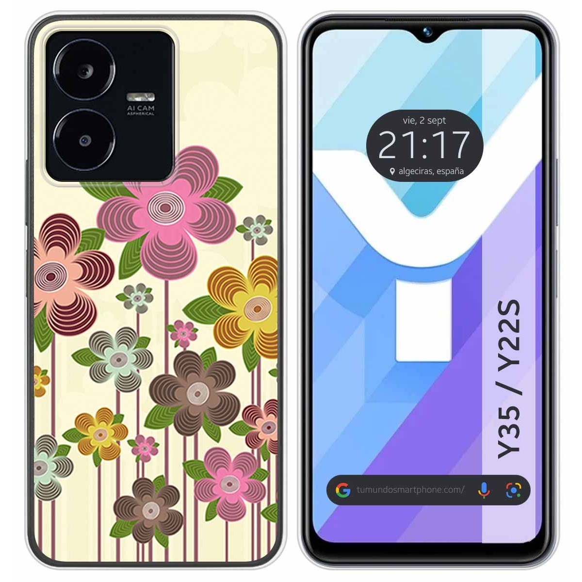 Funda Silicona para Vivo Y35 / Y22s diseño Primavera En Flor Dibujos