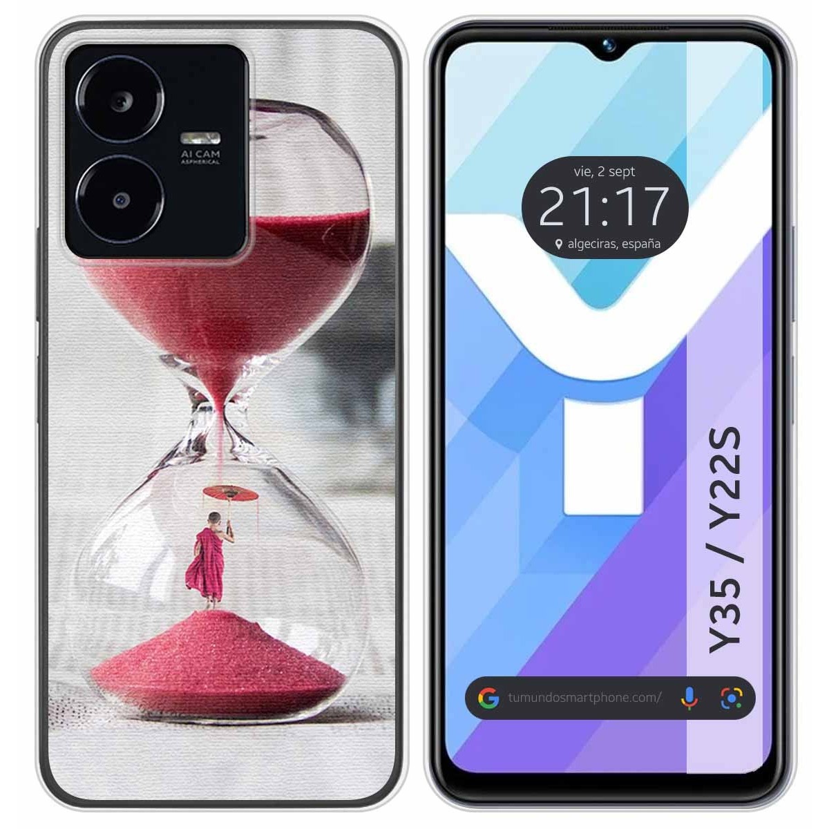 Funda Silicona para Vivo Y35 / Y22s diseño Reloj Dibujos