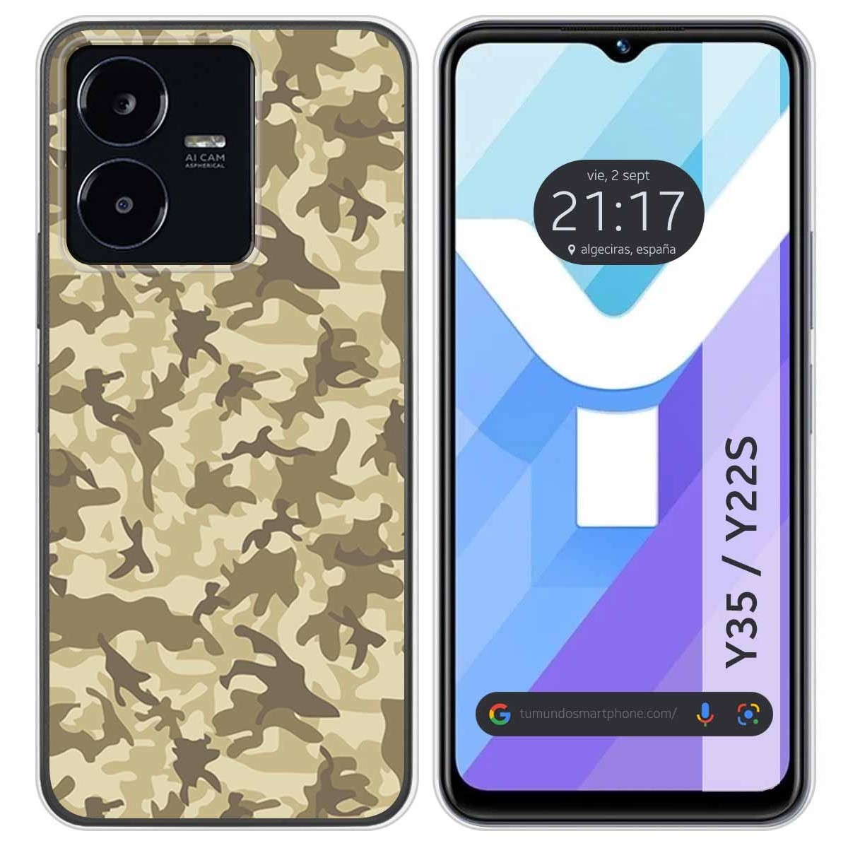 Funda Silicona para Vivo Y35 / Y22s diseño Sand Camuflaje Dibujos