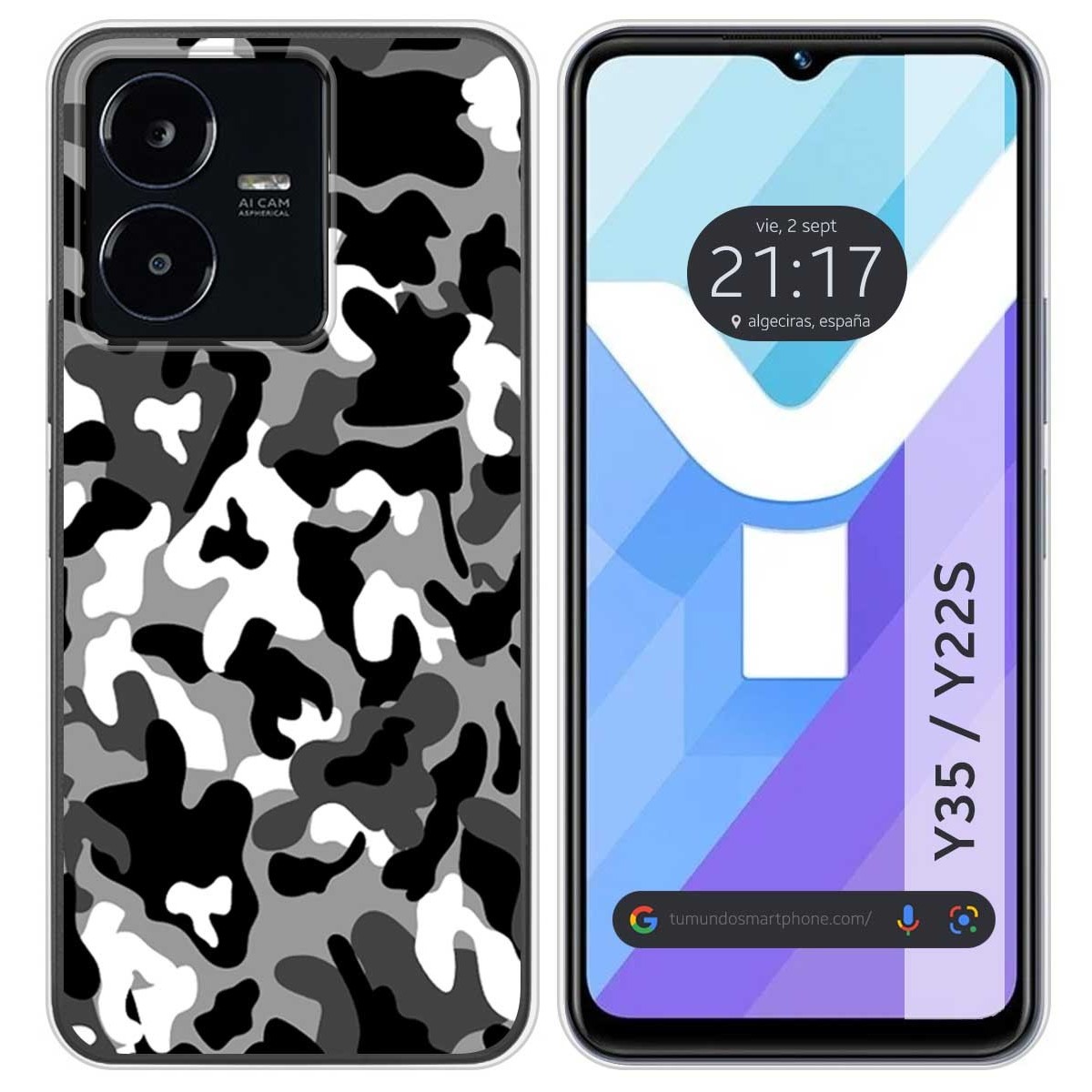Funda Silicona para Vivo Y35 / Y22s diseño Snow Camuflaje Dibujos