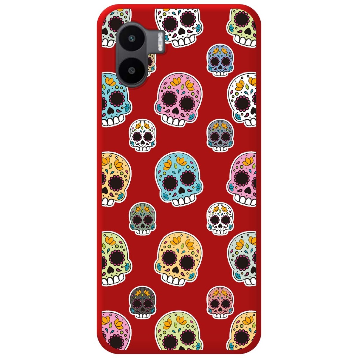 Funda Silicona Líquida Roja para Xiaomi Redmi A1 diseño Catrina Dibujos