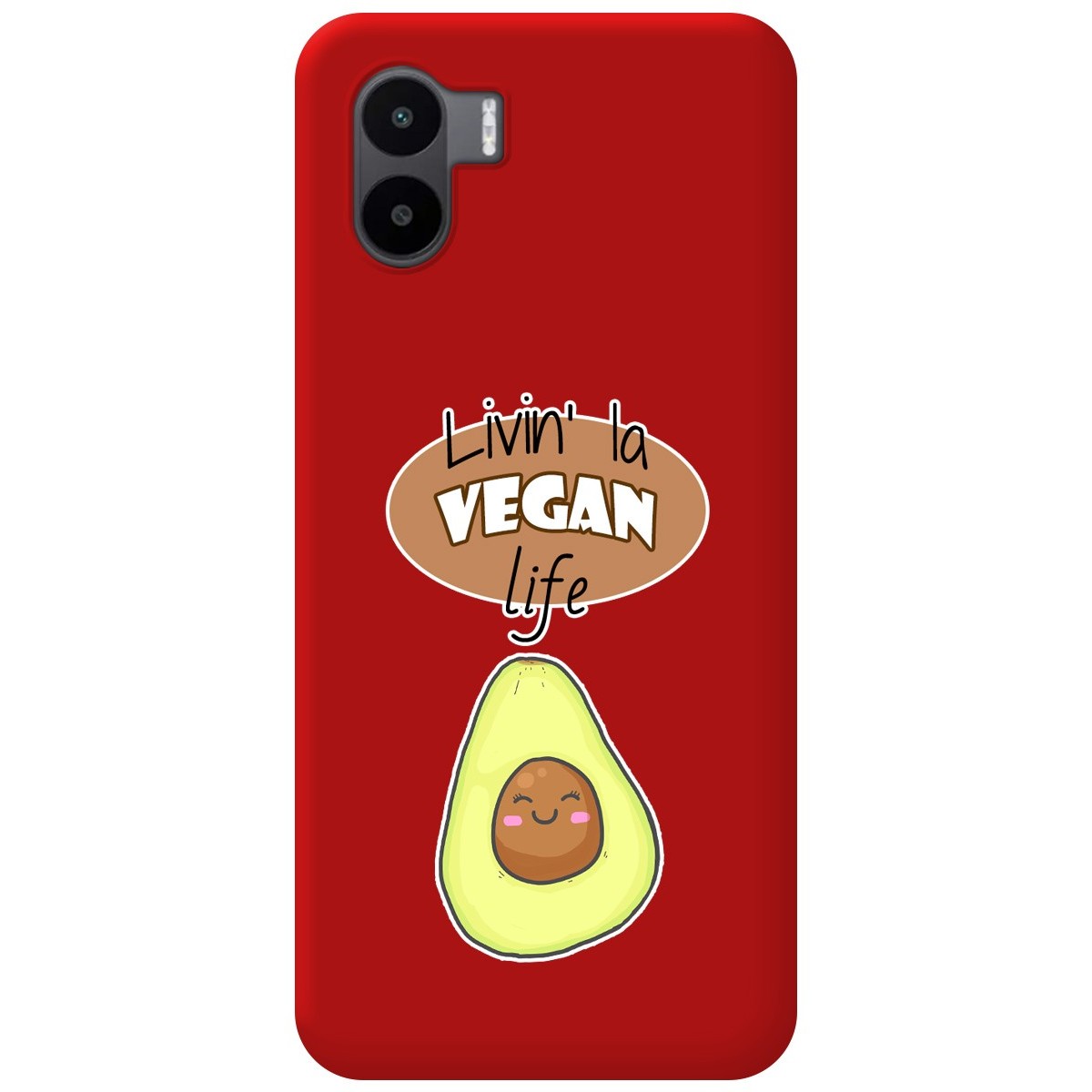 Funda Silicona Líquida Roja para Xiaomi Redmi A1 diseño Vegan Life Dibujos