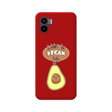 Funda Silicona Líquida Roja para Xiaomi Redmi A1 diseño Vegan Life Dibujos