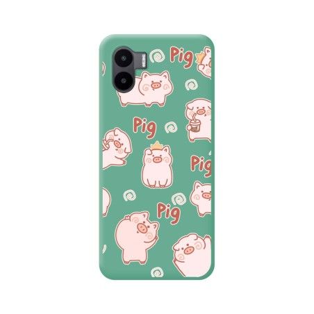 Funda Silicona Líquida Verde para Xiaomi Redmi A1 diseño Cerdos Dibujos